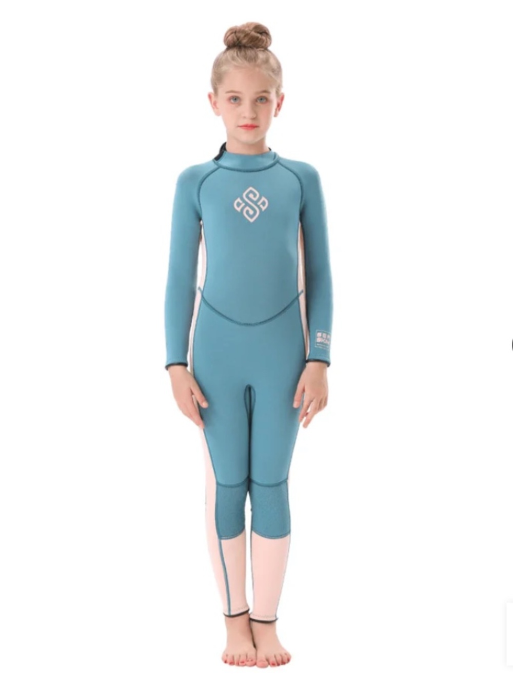 NWOT Seaskin Girls 3mm Neoprene Back Zip Wetsuit | Blue Koi | Size 4
